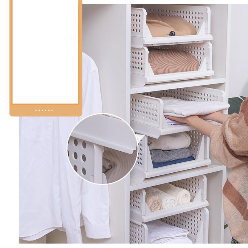 1PC Home Wardrobe Storage Box Closet Clothing Organizer Dorm Room Clothes Organization Layered Shelf Bedroom Cabinet Shelf Rack