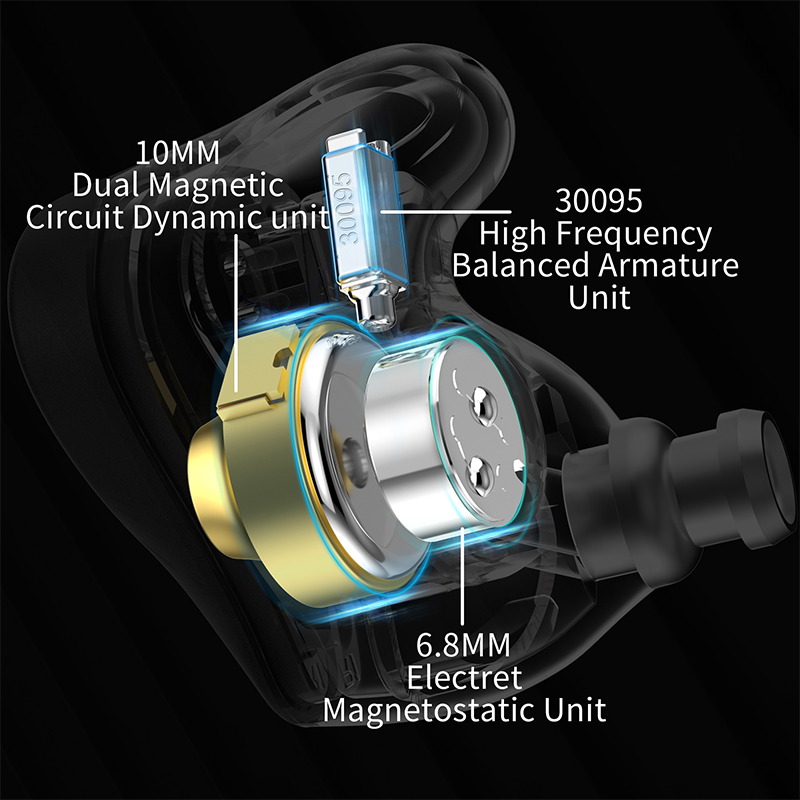 KZ ZEX Pro (KZ x Crinacle CRN) In-Ear Earphones Electrostatic Hybrid HIFI Headphonse Noice Cancelling Headset Sport IEM Earbuds