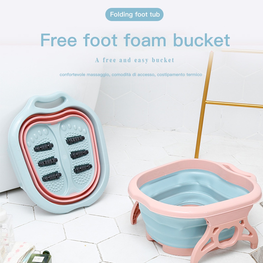 Portable Foot Basin Collapsible Foot Washing Basin Foot Spa Bucket Pedicure Bath Soaking Tub Travel Foldable Wash Basin D