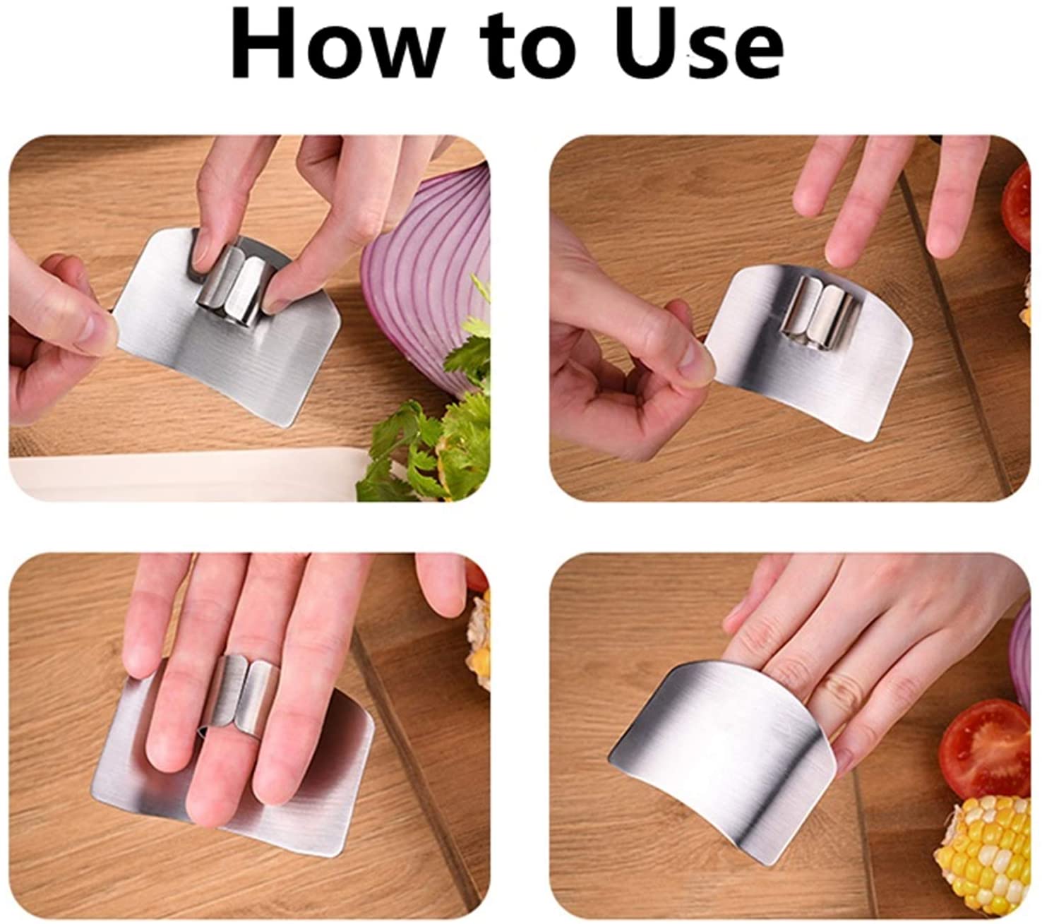 1Pcs Stainless Steel Finger Anti-cut Finger Guard Protector Gadgets for Hand Safe Easy Cutting Cooking Tools Kitchen Accessories
