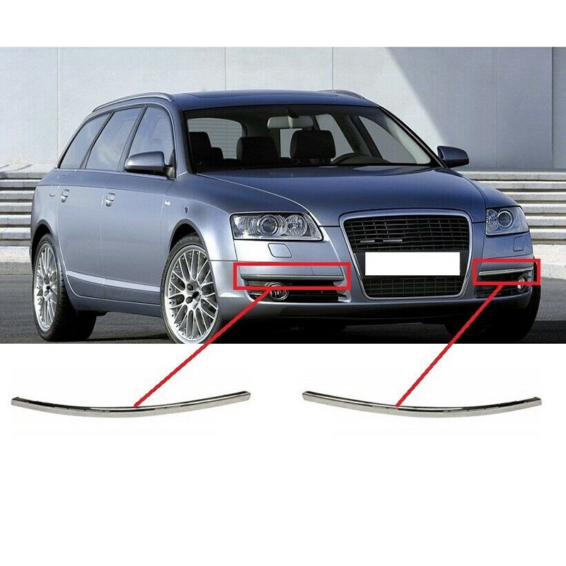 Car Front Bumper Lower Molding Trim Chrome For- A6 C6 4F0853065 4F0853066