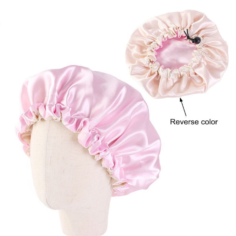 Kids Double Layer Satin Bonnet Adjustable Sleep Night Cap Turban Hat Chemo Cap: PK