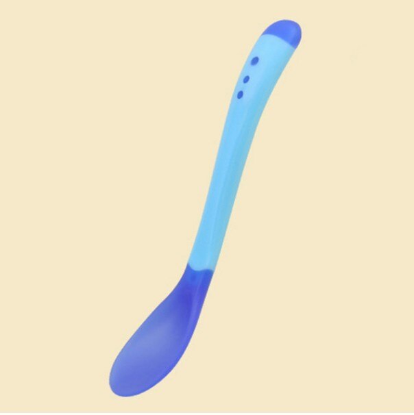 4 couleurs de Détection de Température Cuillère pour Enfants Garçons Filles Silicone Cuillère D'alimentation Cuillères Bébé Bambin Couverts Directe: Blue Spoon