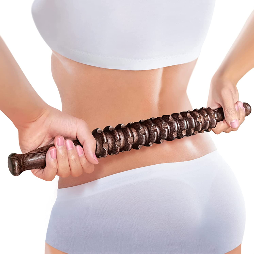 Manuelles Massagegerät aus Holz, Handroller, Triggerpunkt-Massagestab für Faszien, Cellulite, Muskeln und Bauch, Körpertherapie-Massagegerät