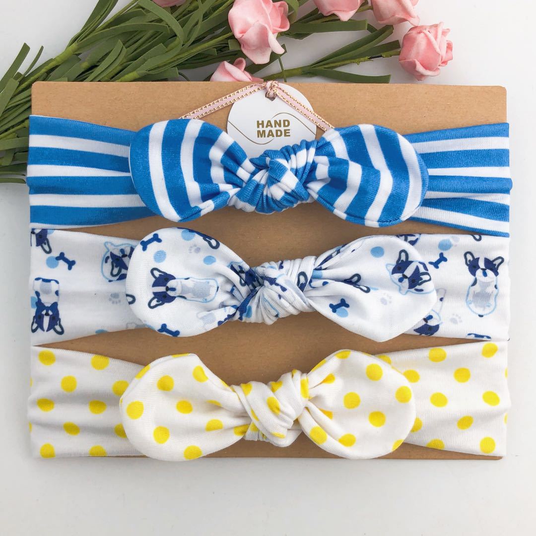 3 Stks/set Baby Meisjes Tulband Hoofdband Haar Accessoires Katoen Konijn Oor Boog Elastische Haarband Baby Prinses Kerst Dag: 7