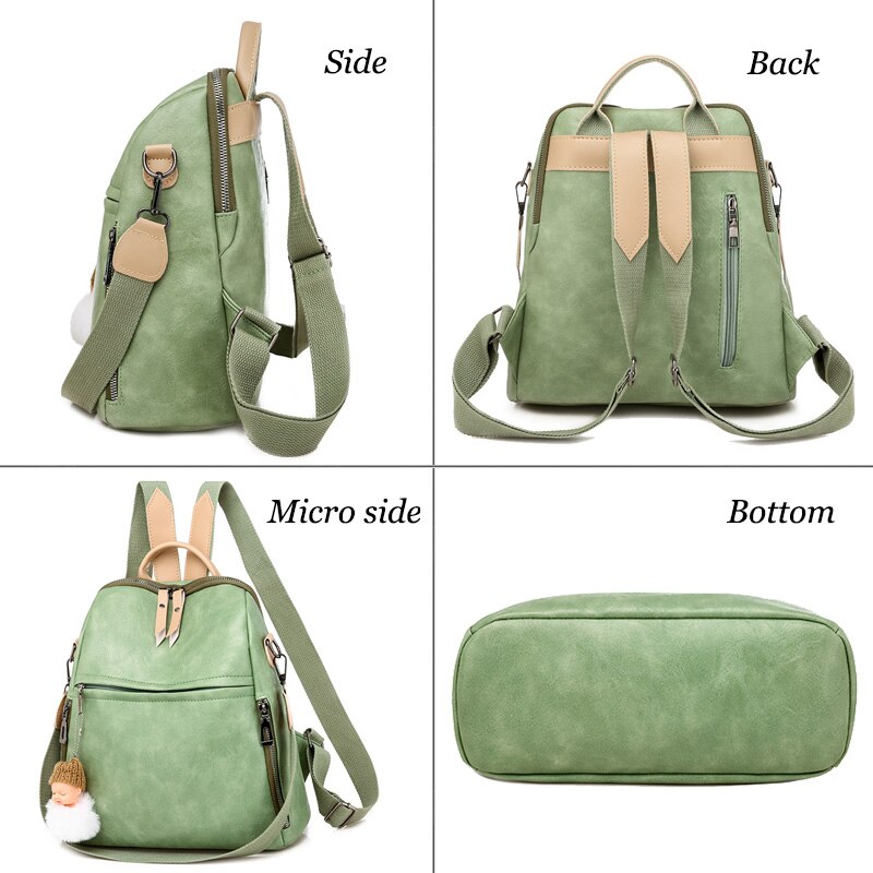 PU Female Backpacks Ladies Leather School Bags Large Capacity School Bags for Teenage Girls Student Book Bag Retro Lady Backpack