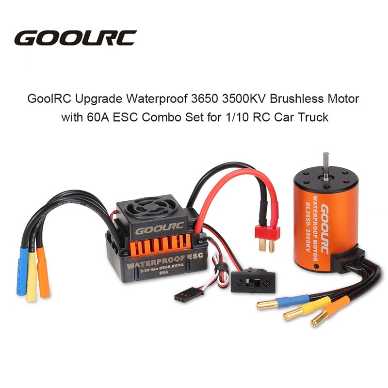GoolRC Moteur 3650 3660 F540 3500KV 3100KV 3300KV 3800KV 3900KV 4300KV 4370KV Brushless Motor 45A 60A ESC for RC Car 1:10 Parts: 3500KV Motor 60A ESC