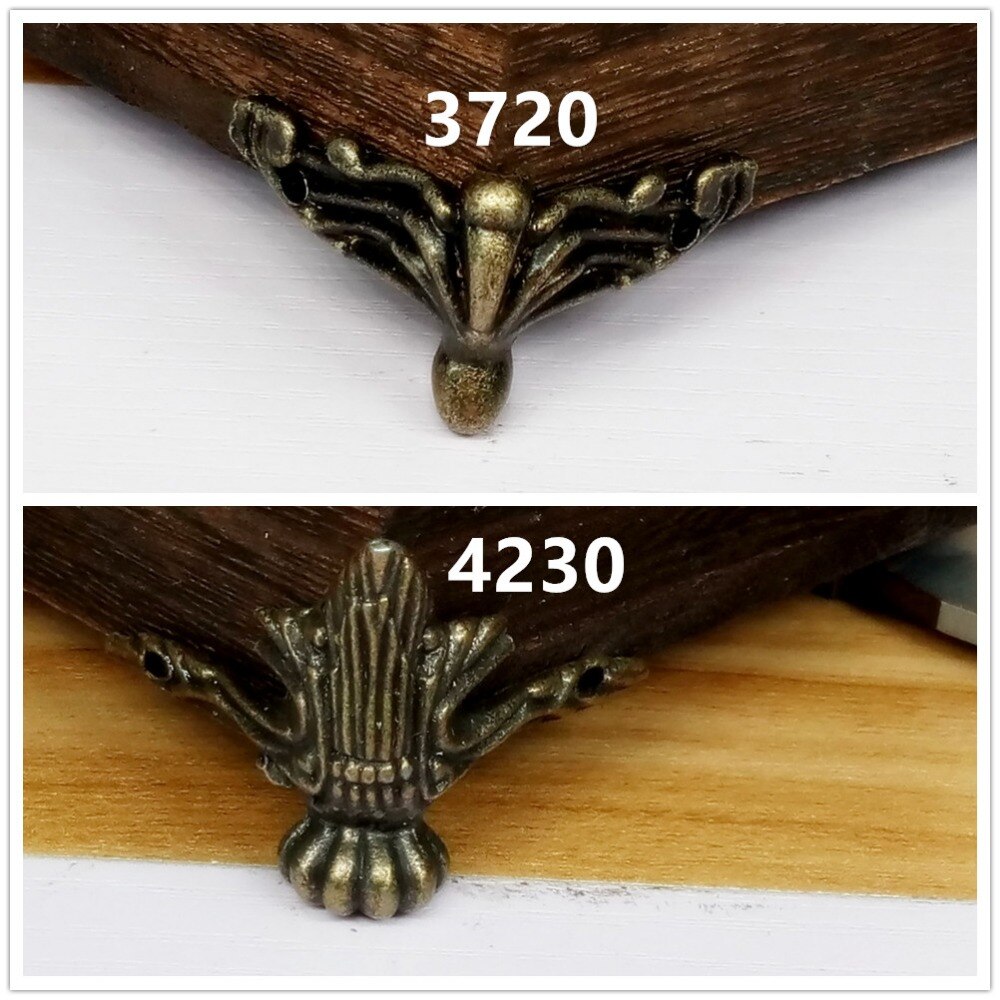 4 pcs 37*20mm/42*30mm Antiek Messing Vintage Bronzen Sieraden Borst Houten Case Decoratieve voeten Been Meubelen Caster Met Schroeven