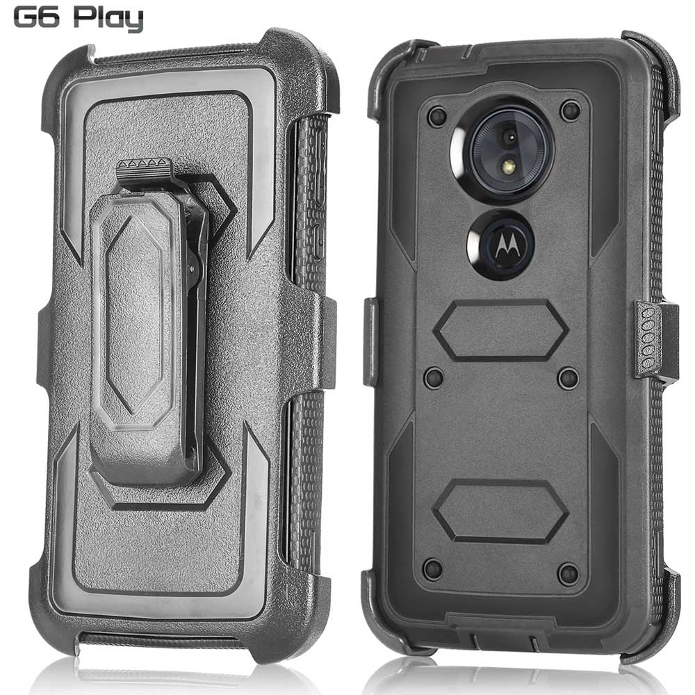 per Motorola moto G6 Gioco XT1922/G6 fucina/Moto E5 Caso pesante dovere anti Goccia Armatura di Caso di Impatto clip Della Cinghia Della custodia per Armi Della Copertura di protezione