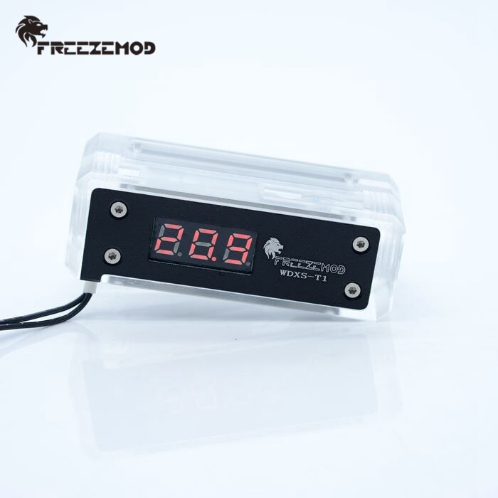 FREEZEMOD Temperature Sensor Mini Moniror Computer Water Cooling Thermometer with Digital Display Screen Acrylic/ POM optional: 12V Black