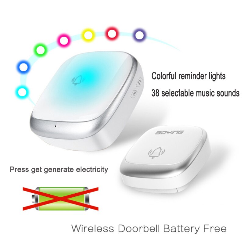 Wireless Waterproof Doorbell Self-generation Battery-free Smart Doorbell Home Security Welcome Button Door Bell