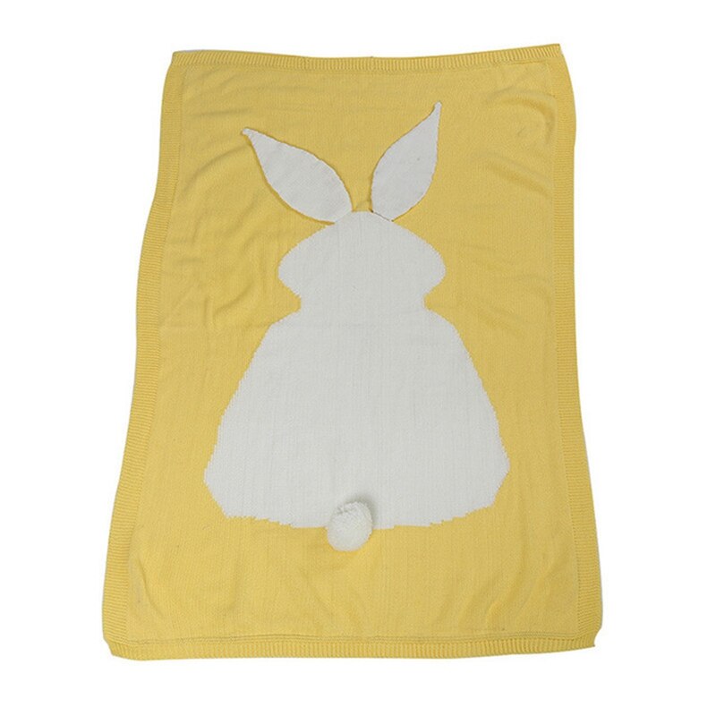 1pc baby bomuldstæppe 3d varm kanin strikning sengetøj dynetæppe til seng klapvogn wrap baby spædbarn baby fotografering prop: Yelllow bunny