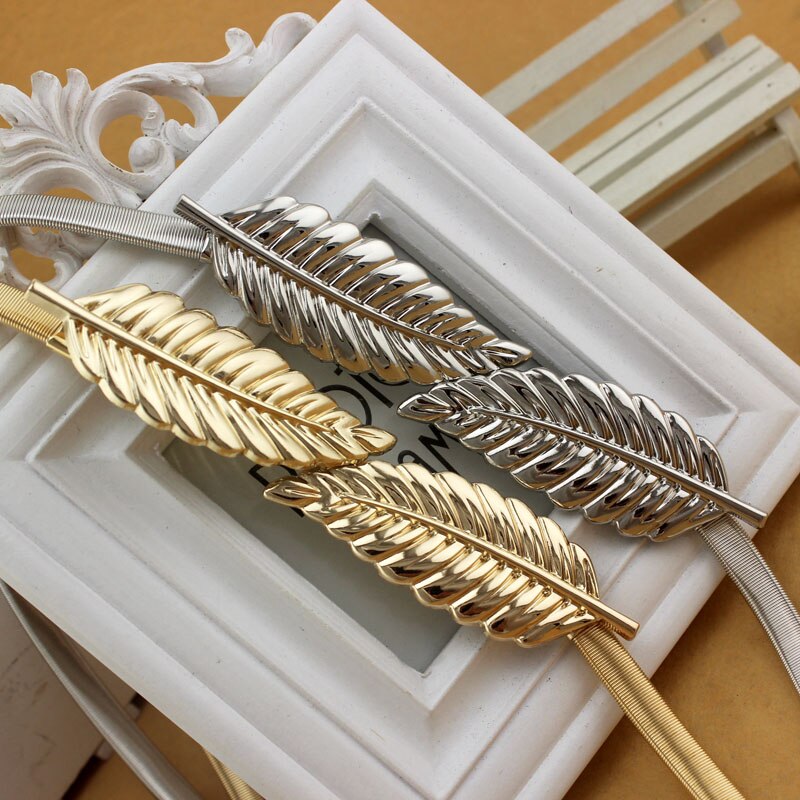 Cinto de casamento em metal, dourado e prata, fivela decorativa de folhas, elástico, faixas de cinto, acessórios, vestido formal