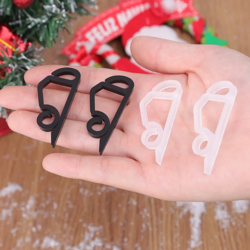 200/20x świąteczne wiszące klipsy mini haczyki na oświetlenie zewnętrzne łańcuchy świetlne dekoracje świąteczne plastikowe haczyki robić zawieszania rynien