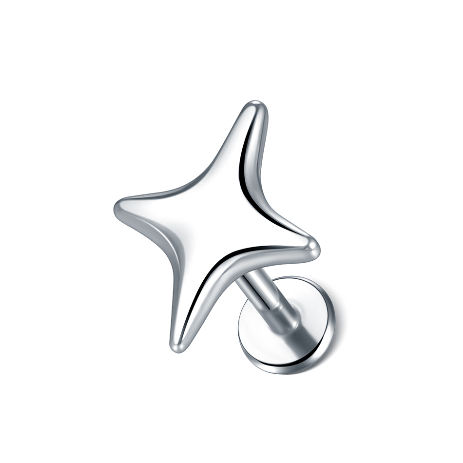 1 pieza de pluma de araña labio Monroe Studs Labret Piercing 16G CZ flor cartílago de la oreja Tragus Daith lóbulo Piercing pendiente para mujeres y hombres: Pistola negra plateada