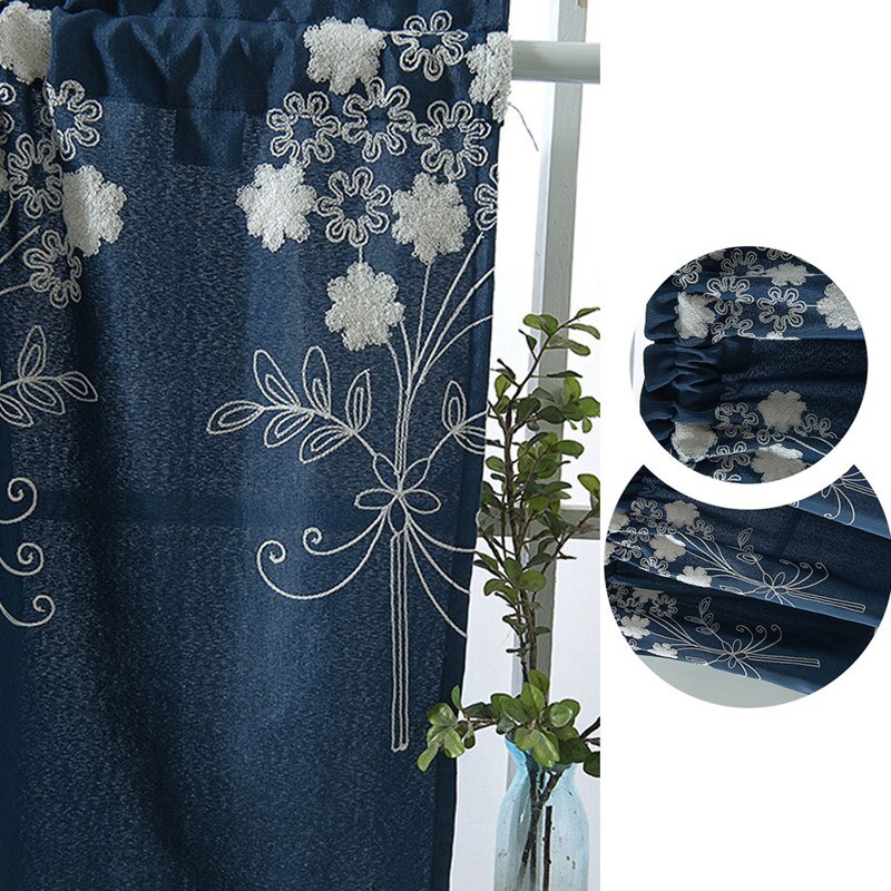 Rideau court imprimé Floral, demi-rideau transparent pour cuisine et salon, , pour panneau de fenêtre, décoration de chambre à coucher