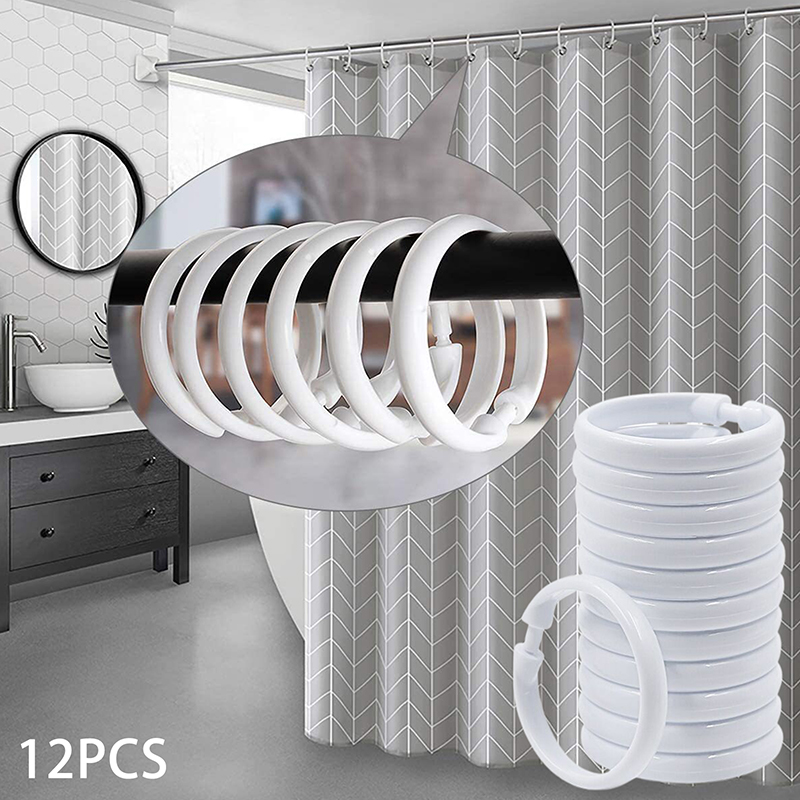 12 stk. åbne gardinringe gardinringe runde ringe bruseforhængsklemmer til gardiner og gardinstænger