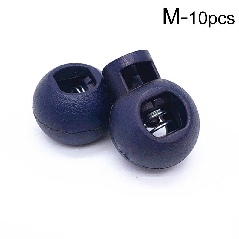 Cierre de cable de resorte de bola redonda de plástico, Clip de tope de cordón ajustable de Color sólido para ropa deportiva, accesorios de ropa DIY, 10 piezas: M