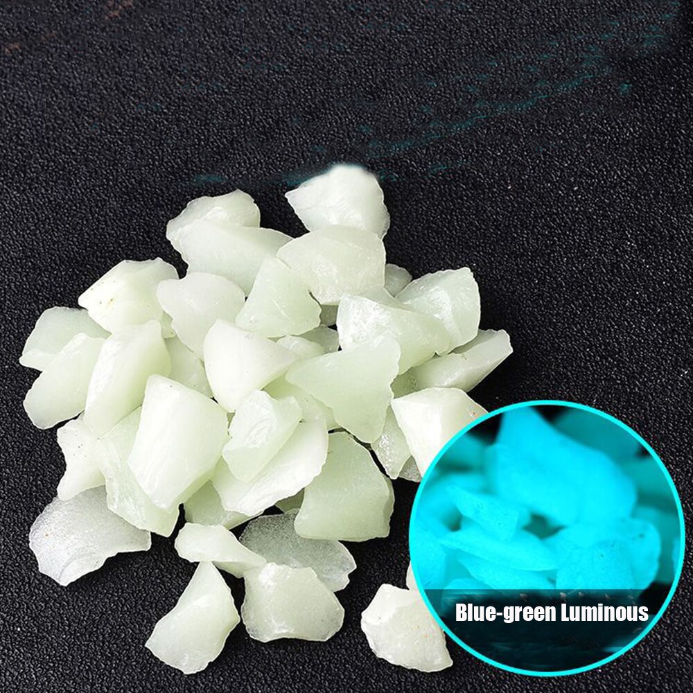 Pierres lumineuses fluorescentes, gravier brille dans la nuit, décoration de cour, pavage de jardin, pelouse en pot, ornement d&#39;aquarium: 50g / Blue-Green Luminous