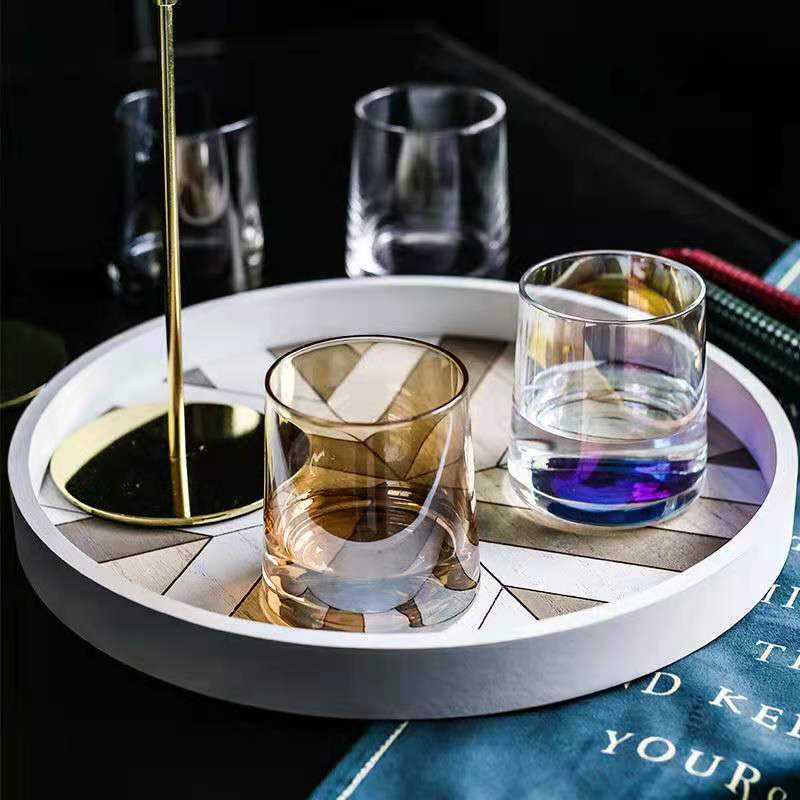 Nordic Style Ins Colorful Whiskey Glass Cup Coffe Mug Household Whiskey Glass Mug Transparent Water Glass Cup Drink Juice Glass