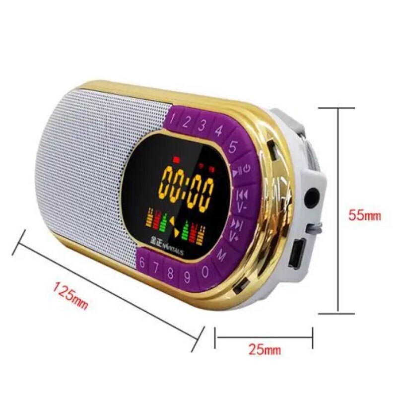 Mini FM Radio Portable Receiver Music Player with LED Display Screen Headphone Jack Support TF Card Rechargeable Battery