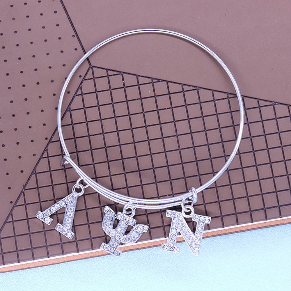 Metalen Inlay Diamant Est Griekse Sorority Letters Lambda Psi Nu Verpleging Sorority Armbanden Voor Vrouwen