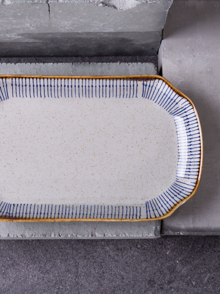 Ceramic dishes, household rectangular Western dishes Large steamed fish plate grilled fish plate microwave oven