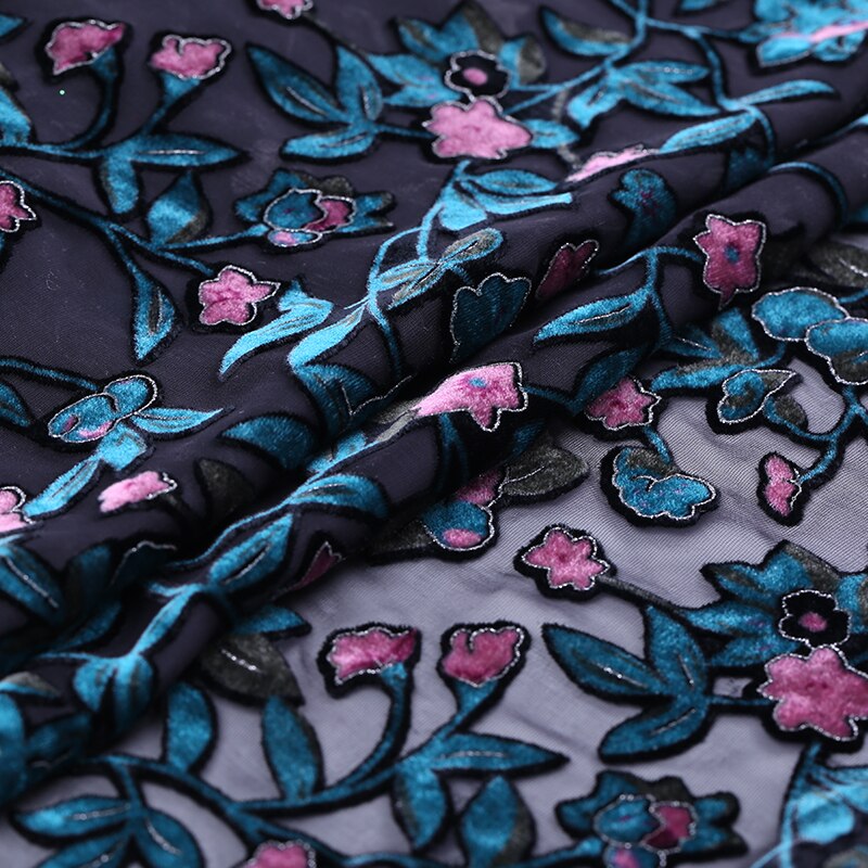 114cm burnout sammet sidentyg perspektiv klänning tyg fjäril cheongsam siden sammet tyg sidenduk