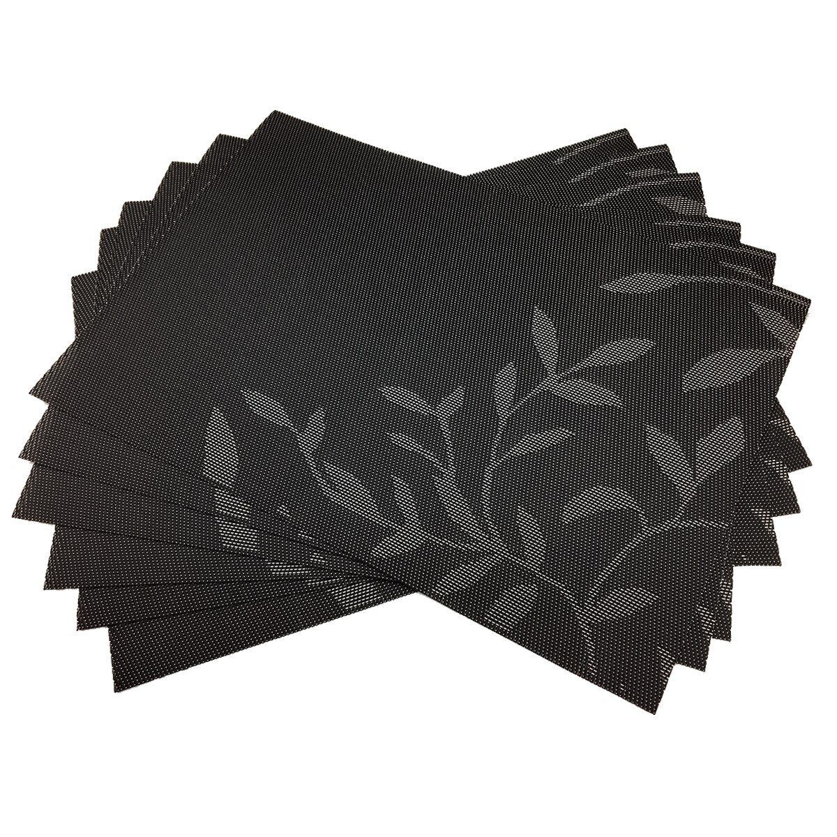 Set de table violet pour salle à manger, tapis de table en pvc à fleurs, sets de table, tapis de tasse, dessous de verre, accessoires de cuisine, 4 pièces: Noir 4 pièces