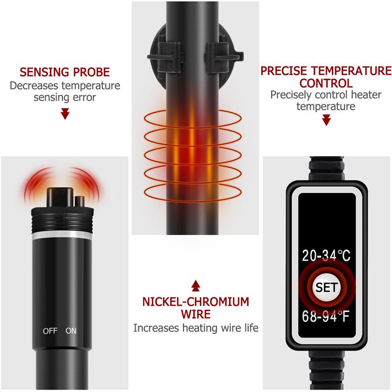 400W Submersible Aquarium Heater Titanium Heating Rod With Thermometer LED Digital Display Fish Tank Temperature Control Product
