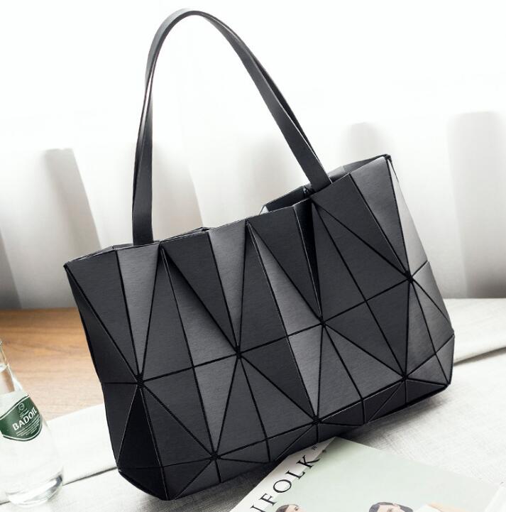 Maelove women-bag Geometric Diamond Folding Tote Shoulder Bags Matte color Geometry Handbags for Girls: matte color black