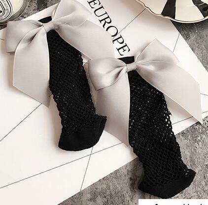 Kobiety skarpetki do kostek typu kabaretki z falbaną siatki koronki Bowknot krótkie skarpetki skarpety sportowe siatki siatki skarpetki damskie dziewczyny łuk Sox Flamesocks: Grey mid