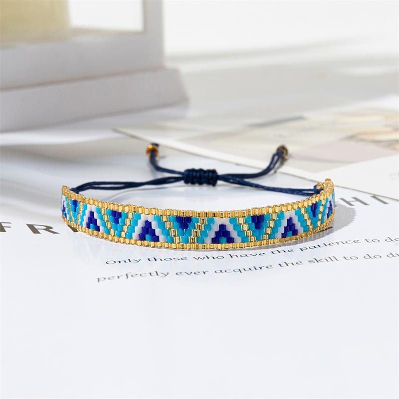BLUESTAR-pulsera bohemia hecha a mano con cuentas para Mujer, brazalete de de México, Pulseras tejidas de cuerda, joyería para Mujer: Oro oscuro