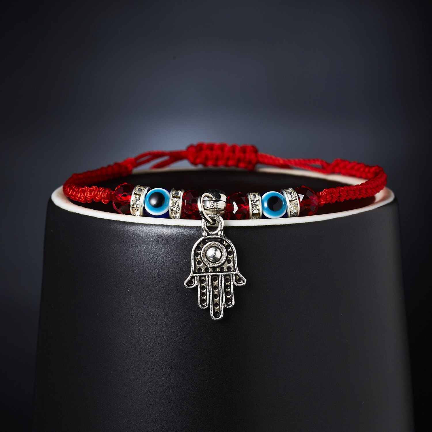 Kreative neue hand-woven glück red string armband für damen und männer mit blauen augen runde perlen armband schmuck: 9
