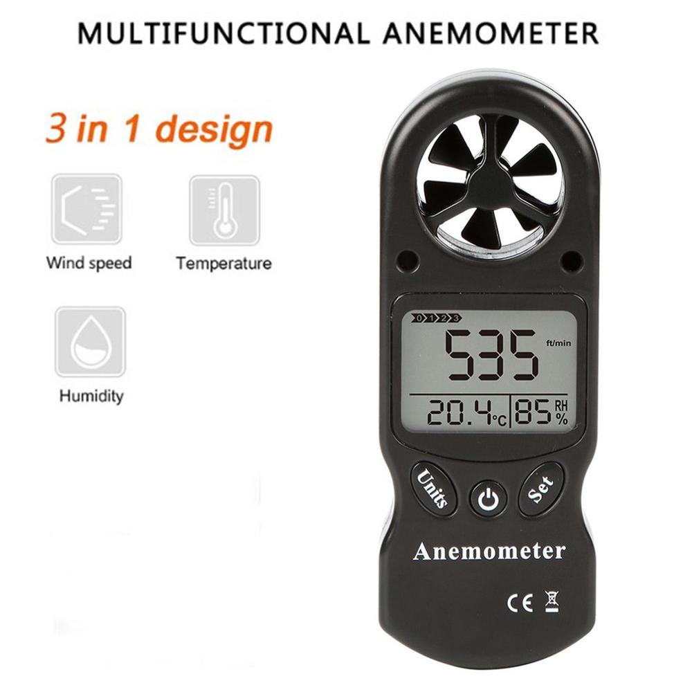 Anemómetro Digital 3 en 1 con TL-300 LCD, medidor de temperatura, humedad, velocidad del viento, anemómetro multiusos, herramientas de medición