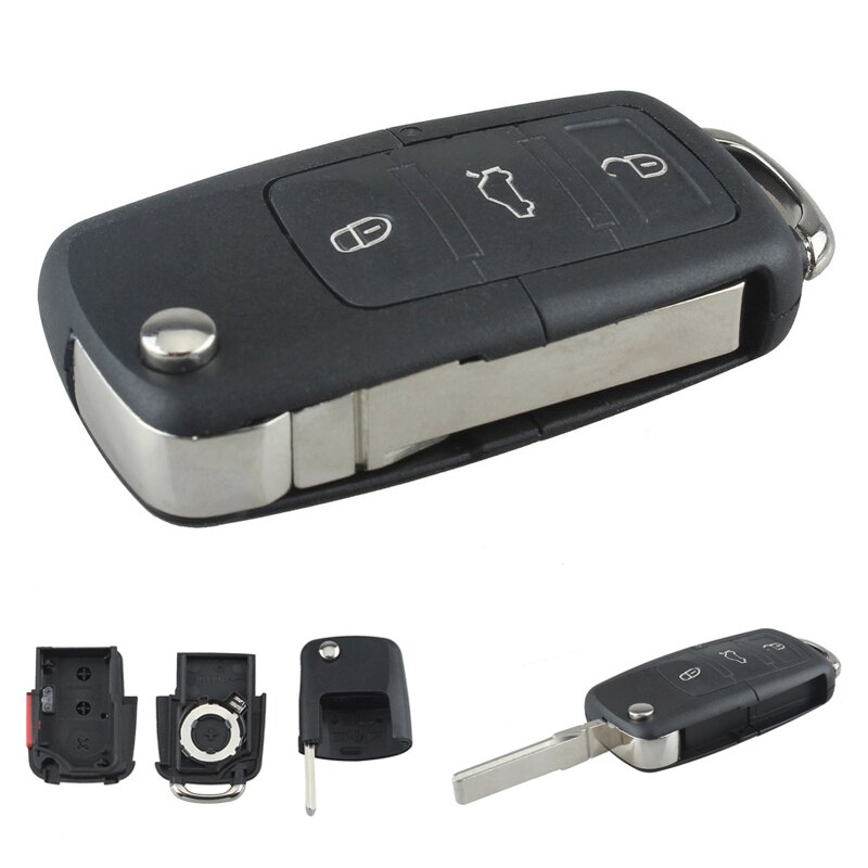 Zwart 4 Knoppen Smart Remote Vervanging Key Case Geen Chip Met Ongesneden Auto Flip Sleutel Fit Voor Volkswagen B5 Passat auto Voertuig