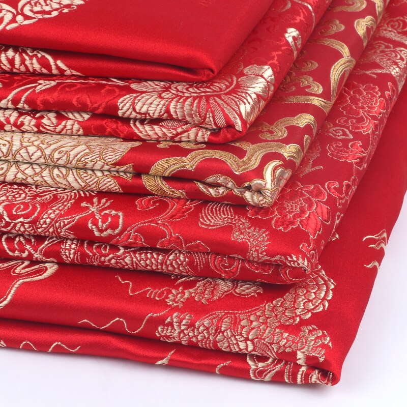 Kinesisk silke imitation brokade jacquard stof stof cheongsam kostume formel kjole materiale hylster tøjpose diy klud