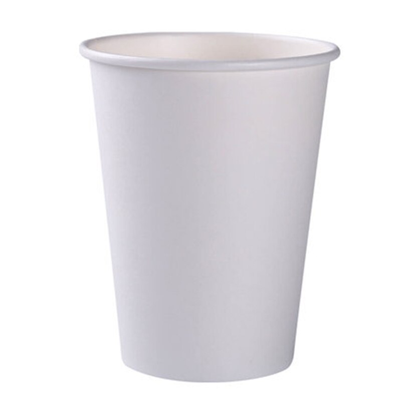 50pcs/pack White Paper Cups With Lid Disposable Coffee Cup Milk Tea Cup Household Office Drinking Accessories Party Supplies