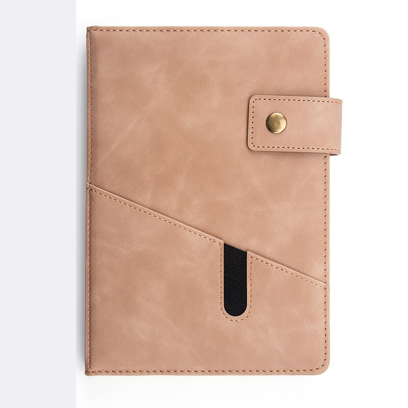 Buckle PU Soft Cover Notebook Daily Plan A5 Business Agenda Schedule Paper Personal Diary Notebook School Office Stationery: Khaki