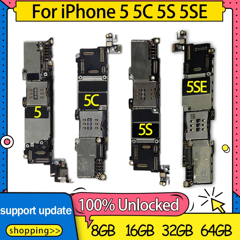 Placa base desbloqueada para iPhone 5, 5C, 5S, 5SE, buen trabajo, desmontaje, placa lógica para iPhone 5S SE, con Sistema IOS