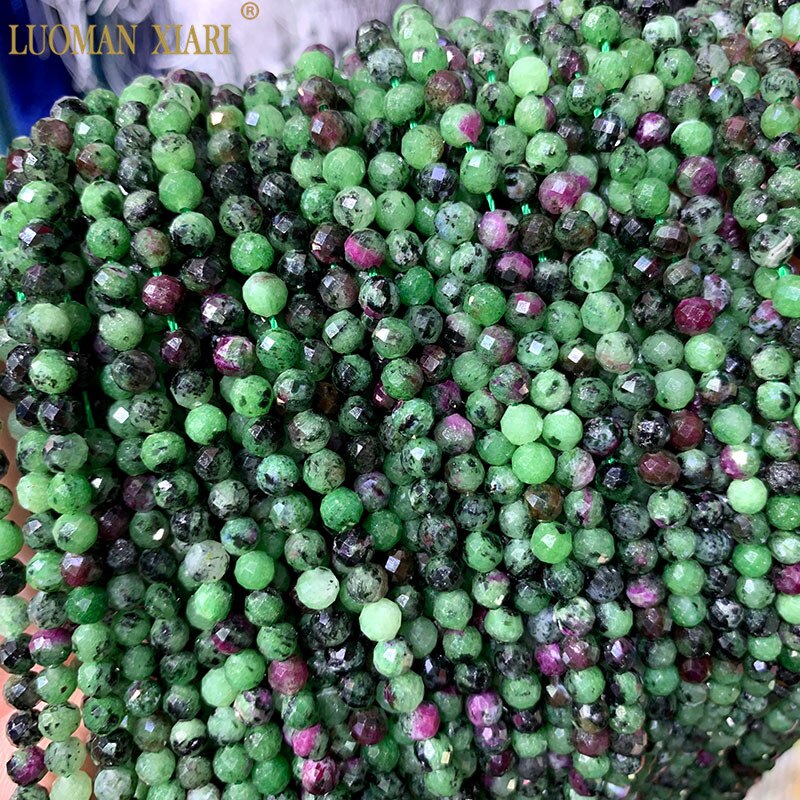 Aaa Ammenda 100% Perle in Pietra Naturale Ametista Quarzo Rosa Tormalina Topazio Sfaccettato Borda per Monili Che Fanno Fai da Te Collana Del Braccialetto: Zoisite with Ruby