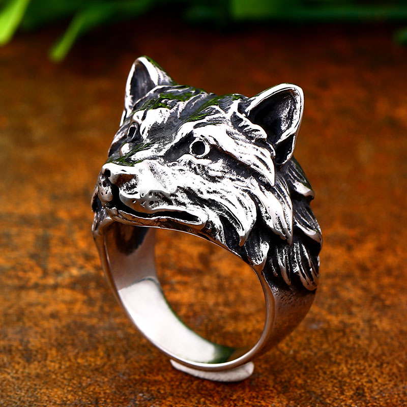 Edelstahl Nordischen Wikinger nordisch Wolf Ebene männer Ringe Punk Party Schmuck Ebene Ring