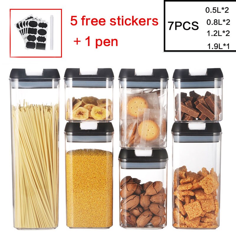 Plastic airtight tank moisture-proof and insect-proof storage bottle food storage container kitchen refrigerator storage jar: set  2