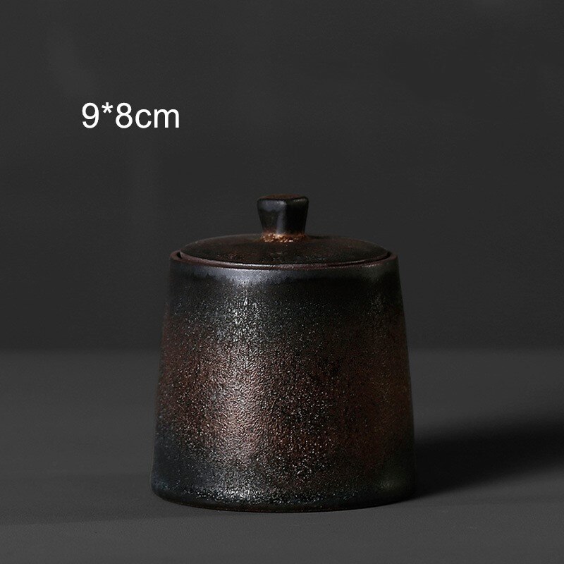 Large Ceramic Tea Caddy Sealed Caddy Japanese-style Coarse Pottery Household Tea Organizer Tea Tins Tea Container Tea Storage: B