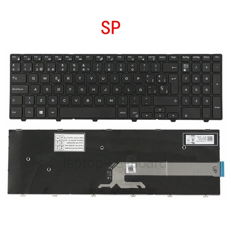 US/UK/SP keyboard For Dell Inspiron 15 3000 5000 3541 3542 3543 5542 3550 5545 5547 3551 3552 3559 3565 3567 3551 3558 5566 5748: SP