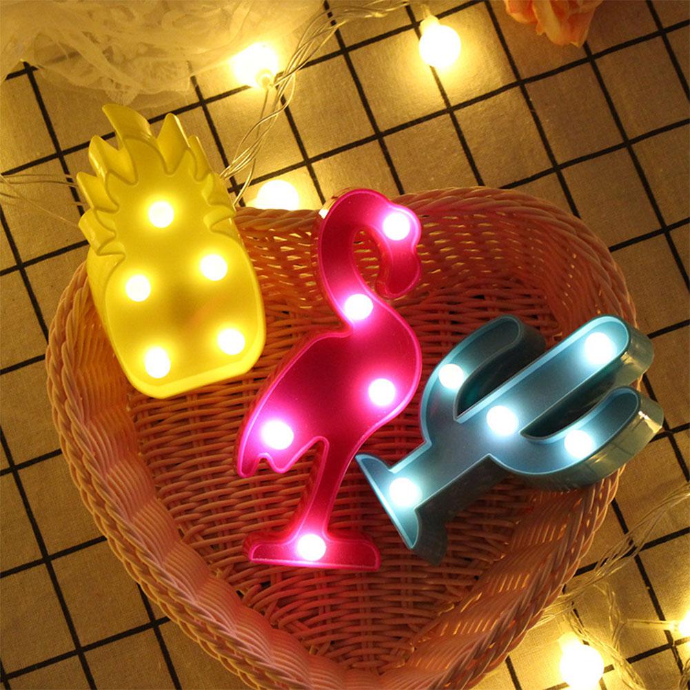 Glorystar 3d tecknad ananas/flamingo/kaktus modellering nattlampa led lampa hemkontor dekoration