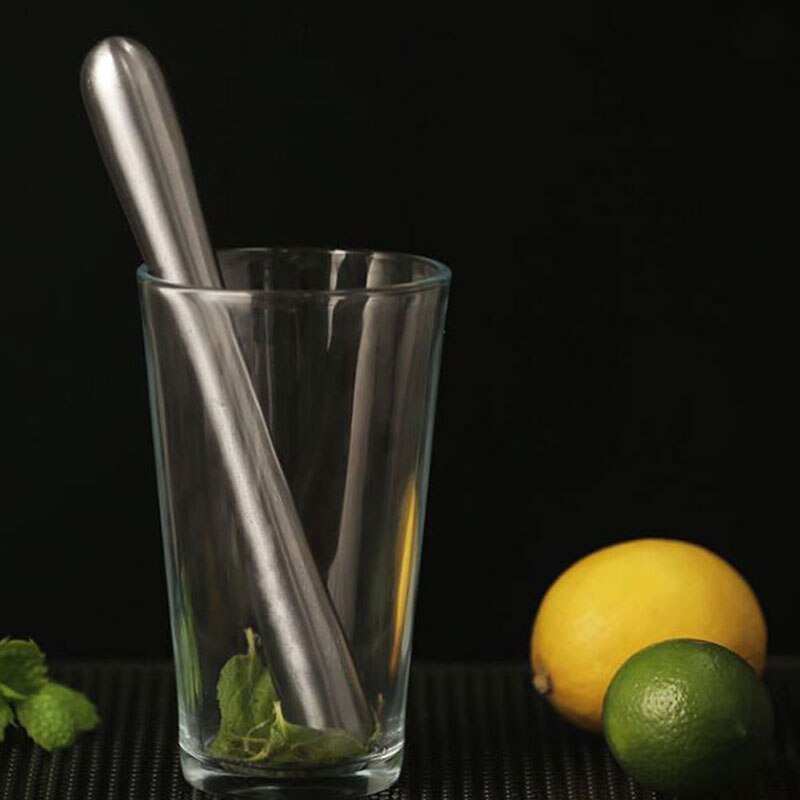 1pc DIY Drink Fruit Crushed Ice Tool Stainless Steel Wine Mixing Stick Cocktail Shaker With Crushing Hammer