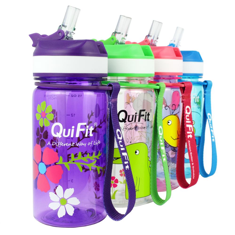 Quifit Tritan Water Bottle 450ml BPA Free Children Bottles Ourdoor Jug Tour Bottles Lovely Kettle for Kids