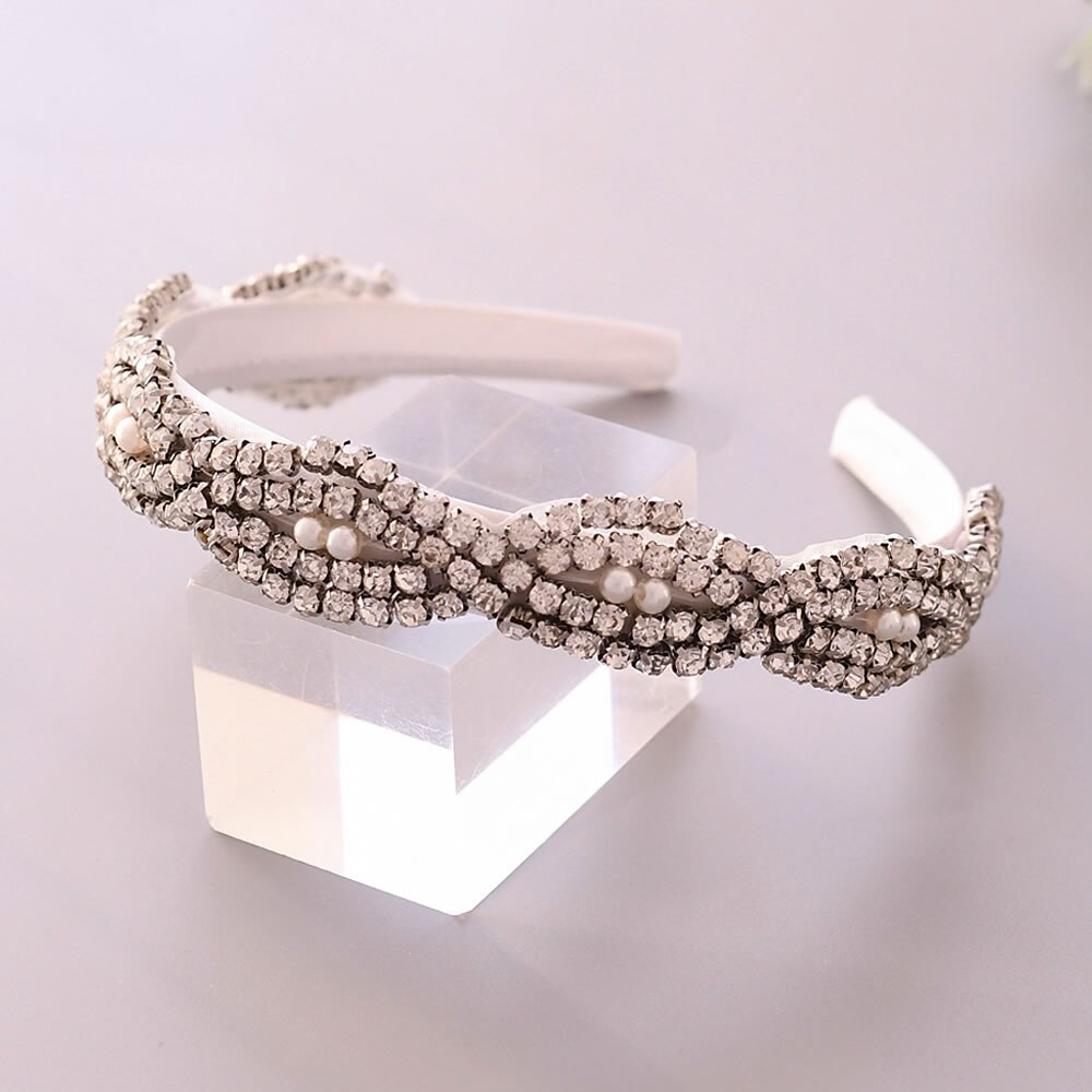 Barokke roos kristal bruids tiara strass diadeem optocht kroon voor bruiden hoofdband bruiloft haaraccessoires scs 293fg: Wit