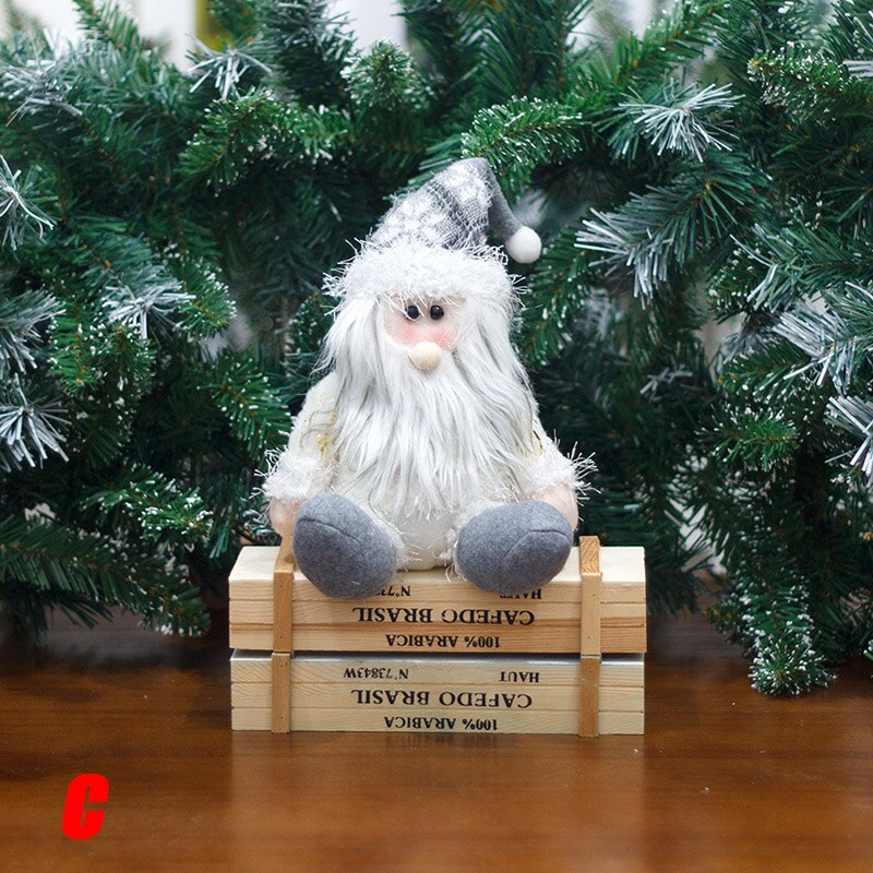 Juledekorationer siddende jul julemanden snemand figur plys legetøj dukke jul fest træ hængende dekor xmas: C